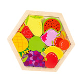 Maxbell Wooden Infant Puzzles Cute for Kids Beginner Preschool Educational Activity Pattern C