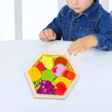 Maxbell Wooden Infant Puzzles Cute for Kids Beginner Preschool Educational Activity Pattern C