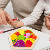 Maxbell Wooden Infant Puzzles Cute for Kids Beginner Preschool Educational Activity Pattern C