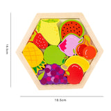 Maxbell Wooden Infant Puzzles Cute for Kids Beginner Preschool Educational Activity Pattern C