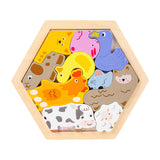 Maxbell Wooden Infant Puzzles Cute for Kids Beginner Preschool Educational Activity Pattern D