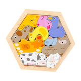 Maxbell Wooden Infant Puzzles Cute for Kids Beginner Preschool Educational Activity Pattern D