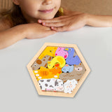 Maxbell Wooden Infant Puzzles Cute for Kids Beginner Preschool Educational Activity Pattern D