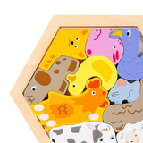 Maxbell Wooden Infant Puzzles Cute for Kids Beginner Preschool Educational Activity Pattern D