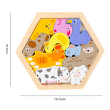 Maxbell Wooden Infant Puzzles Cute for Kids Beginner Preschool Educational Activity Pattern D