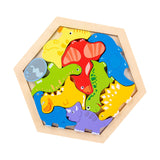 Maxbell Wooden Infant Puzzles Cute for Kids Beginner Preschool Educational Activity Pattern F