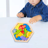 Maxbell Wooden Infant Puzzles Cute for Kids Beginner Preschool Educational Activity Pattern F
