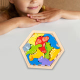 Maxbell Wooden Infant Puzzles Cute for Kids Beginner Preschool Educational Activity Pattern F