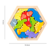 Maxbell Wooden Infant Puzzles Cute for Kids Beginner Preschool Educational Activity Pattern F
