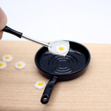 Maxbell 1:12 Miniature Frying Pan and Spatula Poached Eggs Set for Ktichen Ornaments