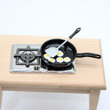 Maxbell 1:12 Miniature Frying Pan and Spatula Poached Eggs Set for Ktichen Ornaments