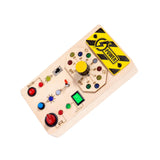 Maxbell Wooden Busy Board with LED Light Educational for Boys Girls Activities Gifts