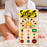 Maxbell Wooden Busy Board with LED Light Educational for Boys Girls Activities Gifts