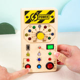 Maxbell Wooden Busy Board with LED Light Educational for Boys Girls Activities Gifts