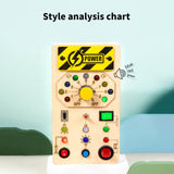 Maxbell Wooden Busy Board with LED Light Educational for Boys Girls Activities Gifts