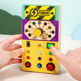 Maxbell Wooden Busy Board with LED Light Educational for Boys Girls Activities Gifts