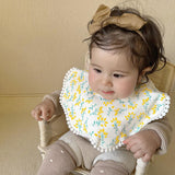 Maxbell Drool Bib Absorbent Adjustable Lace Feeding Bibs for Boys Girls Infant Gifts Flower
