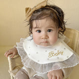 Maxbell Drool Bib Absorbent Adjustable Lace Feeding Bibs for Boys Girls Infant Gifts Dots