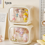 Display Case for Figures Organizer with Door Protection Storage & Organizing Cream