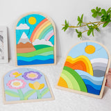 Maxbell Wooden Jigsaw Puzzles Colors and Shapes Cognition for Toddlers Children Baby Style A