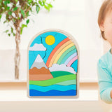 Maxbell Wooden Jigsaw Puzzles Colors and Shapes Cognition for Toddlers Children Baby Style A