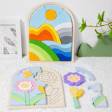 Maxbell Wooden Jigsaw Puzzles Colors and Shapes Cognition for Toddlers Children Baby Style C