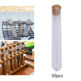 Maxbell 50x Test Tubes with Cork Stoppers Clear for Holiday Gift Beads Dried Flowers 16mmx100mm
