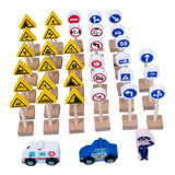 Wood Road Signs Toy for Kindergarten Teaching Props Parent Child Interaction 33pcs