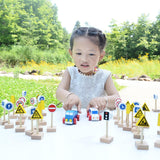 Wood Road Signs Toy for Kindergarten Teaching Props Parent Child Interaction 33pcs