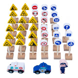 Wood Road Signs Toy for Kindergarten Teaching Props Parent Child Interaction 33pcs