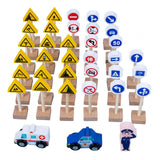 Wood Road Signs Toy for Kindergarten Teaching Props Parent Child Interaction 33pcs