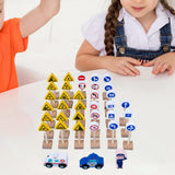 Wood Road Signs Toy for Kindergarten Teaching Props Parent Child Interaction 33pcs