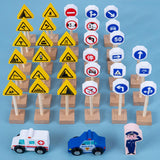 Wood Road Signs Toy for Kindergarten Teaching Props Parent Child Interaction 33pcs