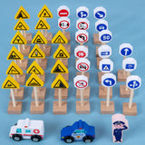 Wood Road Signs Toy for Kindergarten Teaching Props Parent Child Interaction 60pcs