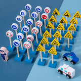 Wood Road Signs Toy for Kindergarten Teaching Props Parent Child Interaction 60pcs