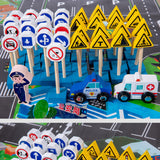 Wood Road Signs Toy for Kindergarten Teaching Props Parent Child Interaction 60pcs