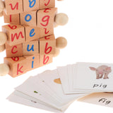 Wood Reading Blocks Flash Cards Spelling Games for Baby Preschool Boys Girls