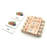 Wood Reading Blocks Flash Cards Spelling Games for Baby Preschool Boys Girls