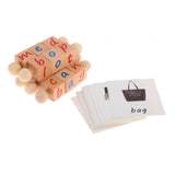 Wood Reading Blocks Flash Cards Spelling Games for Baby Preschool Boys Girls