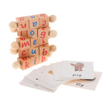 Wood Reading Blocks Flash Cards Spelling Games for Baby Preschool Boys Girls