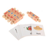 Wood Reading Blocks Flash Cards Spelling Games for Baby Preschool Boys Girls