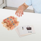 Wood Reading Blocks Flash Cards Spelling Games for Baby Preschool Boys Girls