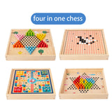 Multifunction Chess Set Party Game Fine Motor Skills Playing Montessori Toy 4 in 1