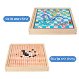 Multifunction Chess Set Party Game Fine Motor Skills Playing Montessori Toy 4 in 1