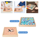 Multifunction Chess Set Party Game Fine Motor Skills Playing Montessori Toy 4 in 1