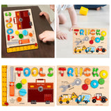 Peg Puzzles Learning Toys Wooden Busy Board for Boy and Girls Preschool Gift Tool Busy Board