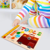 Peg Puzzles Learning Toys Wooden Busy Board for Boy and Girls Preschool Gift Tool Busy Board