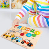 Peg Puzzles Learning Toys Wooden Busy Board for Boy and Girls Preschool Gift Tool Car Busy Board