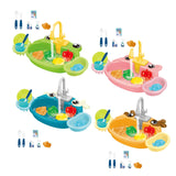 Kids Play Sink Toys with Running Water Dishwasher Toy for Birthday Gift Deer Orange