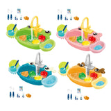 Kids Play Sink Toys with Running Water Dishwasher Toy for Birthday Gift Deer Orange